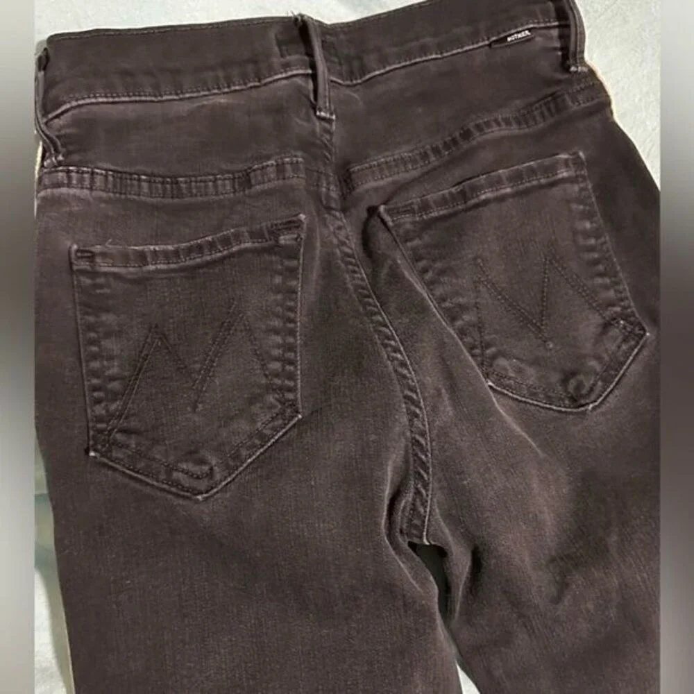 Mother Jean Size 24‎ Black Insider Crop Step Fray Guilty Racer Stripe Bootcut - Picture 7 of 13